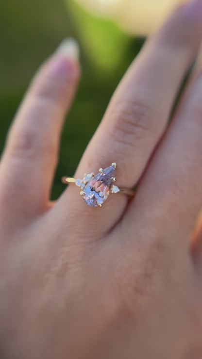 One of a Kind Lavender Pear-Shape Sapphire and Diamond Ring