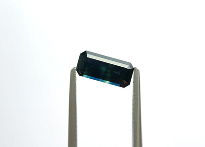 1.29ct Emerald Cut Dark Blue-Green Sapphire from Kenya