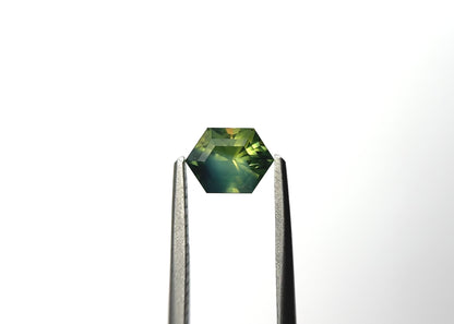 1.26ct Unheated Hexagon Teal-Green Sapphire