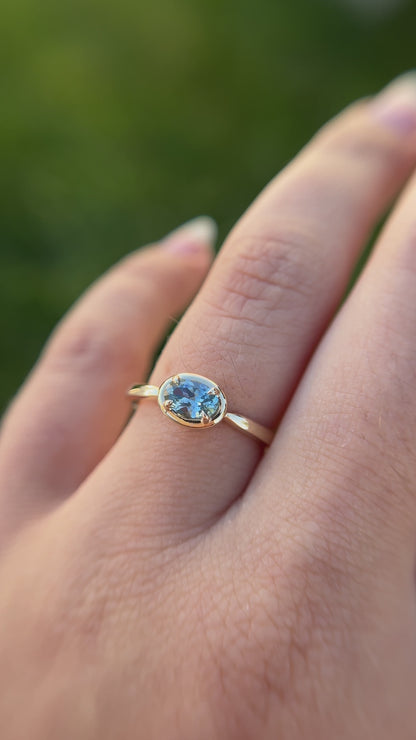One of a Kind Denim Blue Oval Sapphire Solitaire Ring