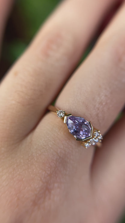One of a Kind Purple Geometric Sapphire and Diamond Ring