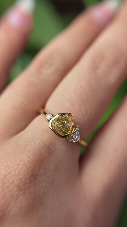 One of a Kind Bright Yellow Sapphire and Diamond Ring