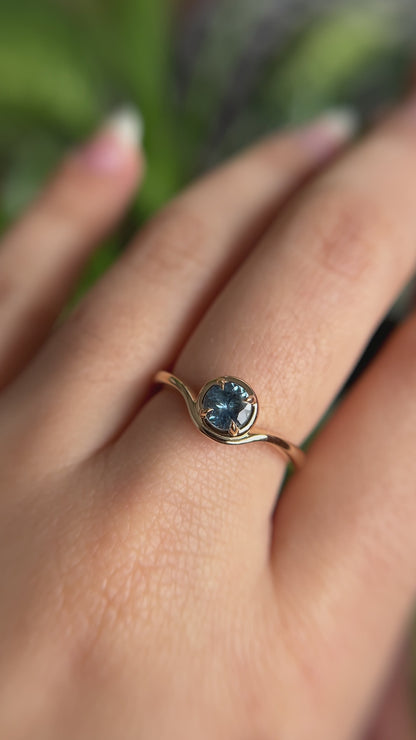 One of a Kind Round Blue Sapphire Solitaire