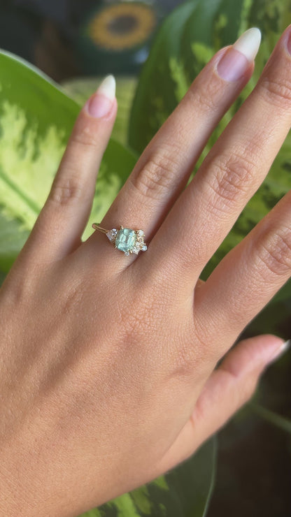 One of a Kind Green Montana Sapphire & Diamond Asymmetric Ring