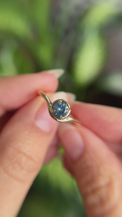One of a Kind Round Blue Sapphire Solitaire