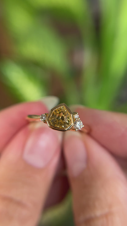One of a Kind Bright Yellow Sapphire and Diamond Ring