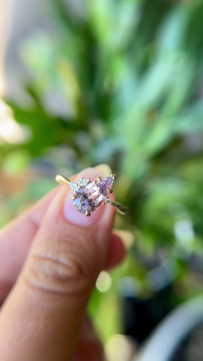 One of a Kind Lavender Pear-Shape Sapphire and Diamond Ring