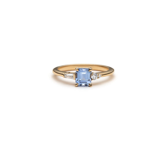 One of a Kind Light Blue Sapphire & Diamond Geometric Ring