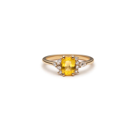 One of a Kind Milky Yellow Asymmetric Ring