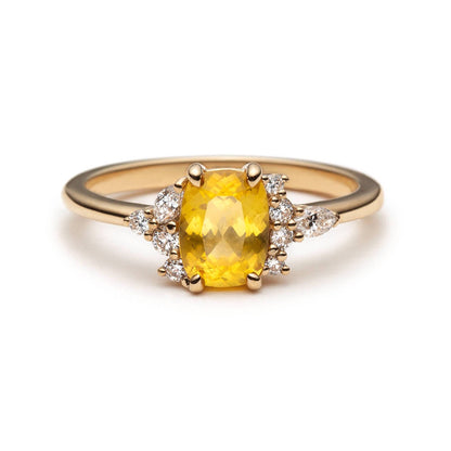 One of a Kind Milky Yellow Asymmetric Ring