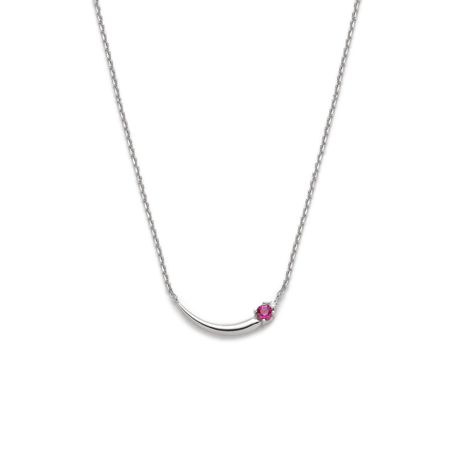 Spiked Toi & Moi Pink Tourmaline and Diamond Necklace