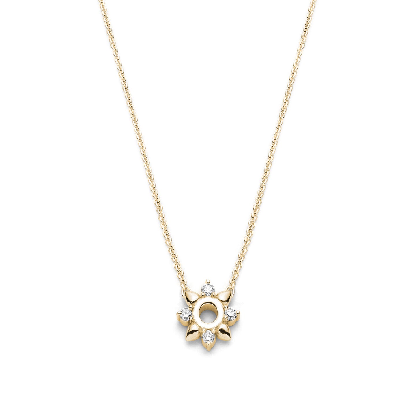 Delicate spiked flower diamond necklace