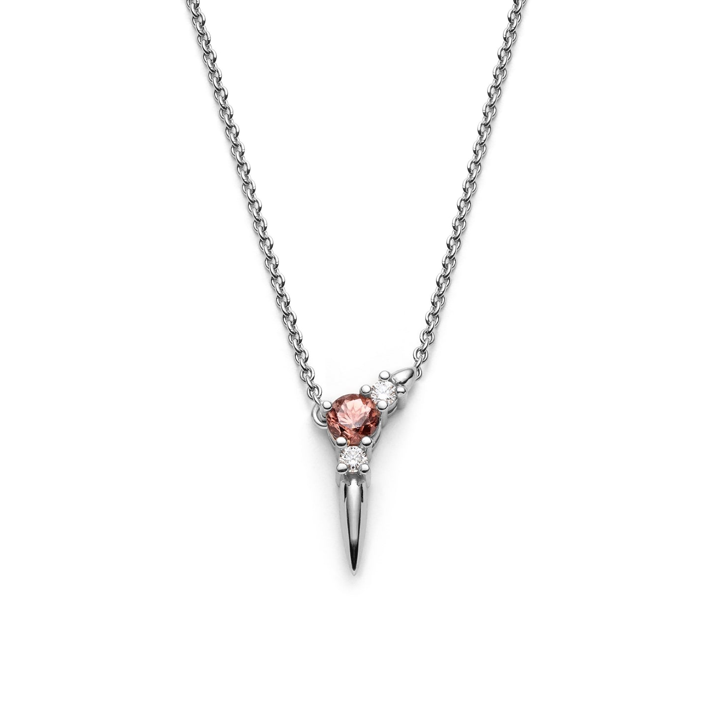 Spiked asymmetric natural zircon and diamond necklace