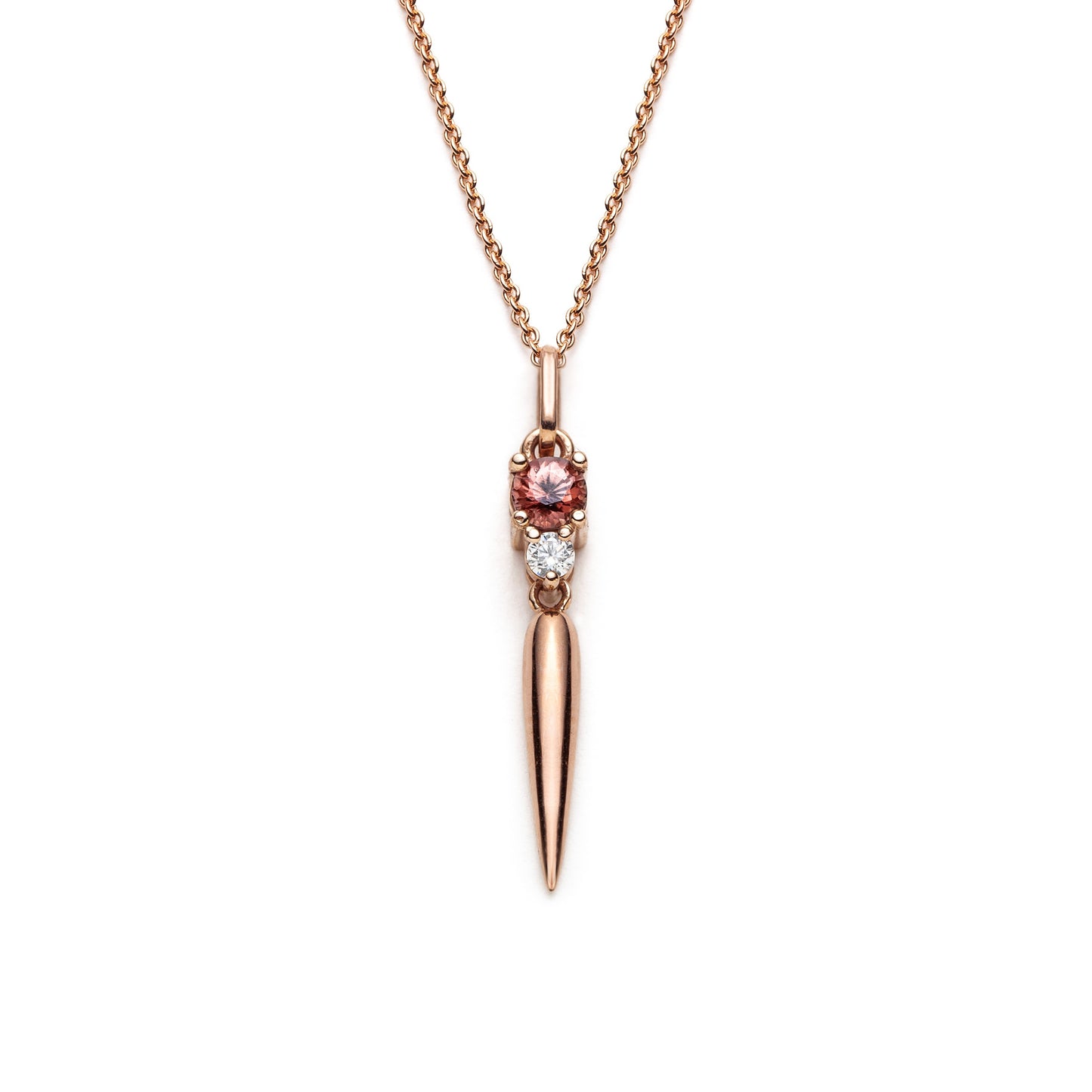 Spiked dangling natural zircon and diamond pendant