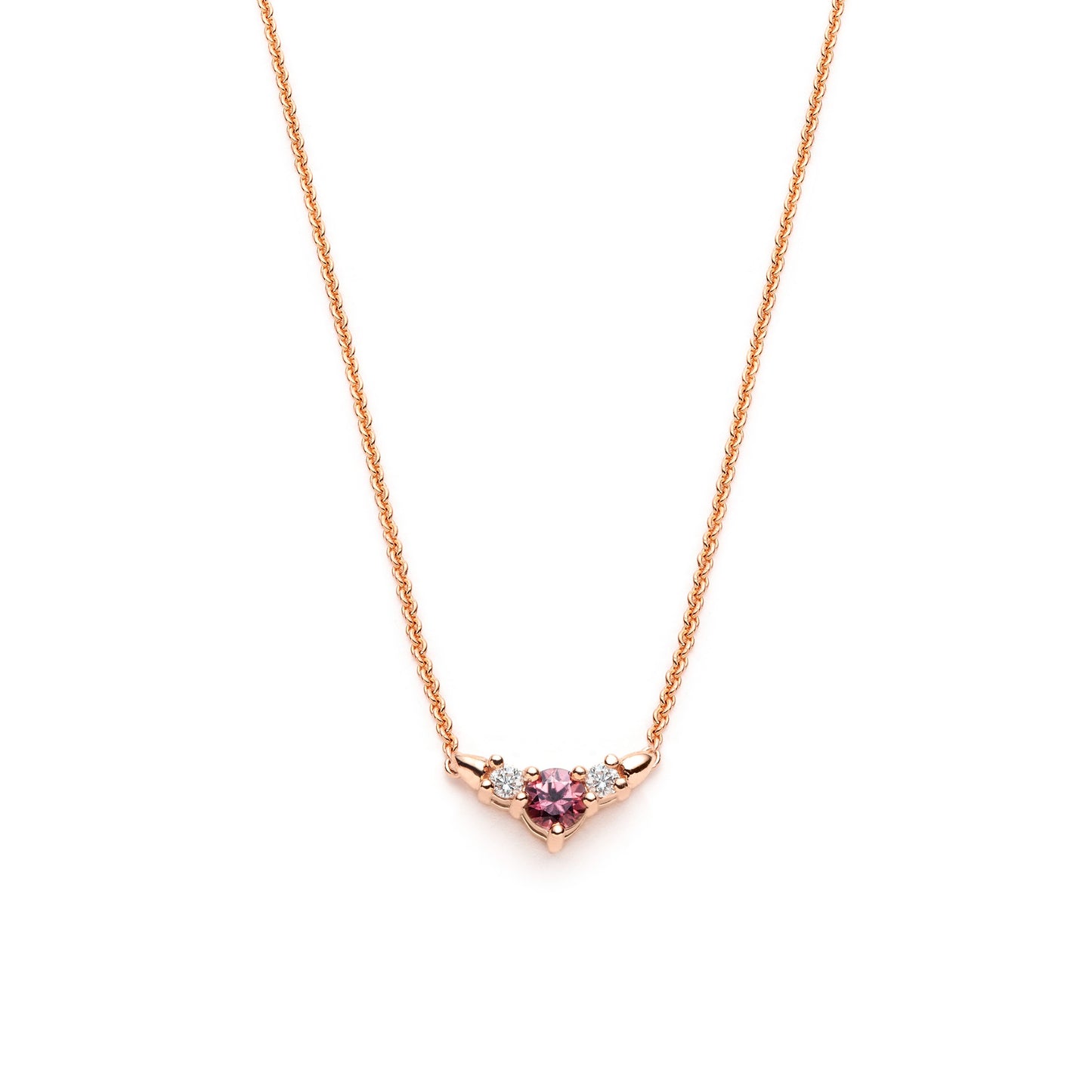 Spiked trinity diamond and natural zircon necklace