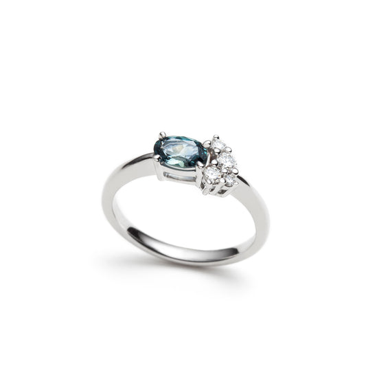 Montana sapphire and diamond ring